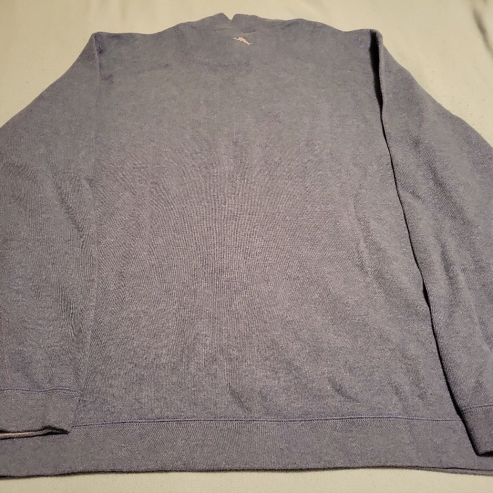 NEW TOMMY BAHAMA Flips yet Half Zip Blue/Gray Heather Reversible 2XL? Cotton